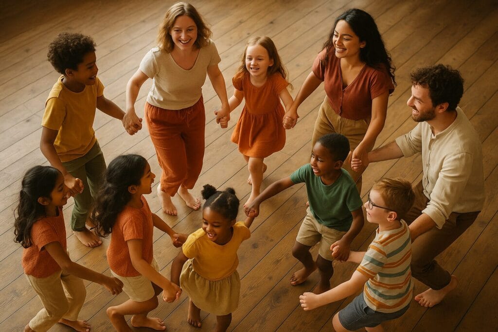 ninos_adultos_circulo_danzando