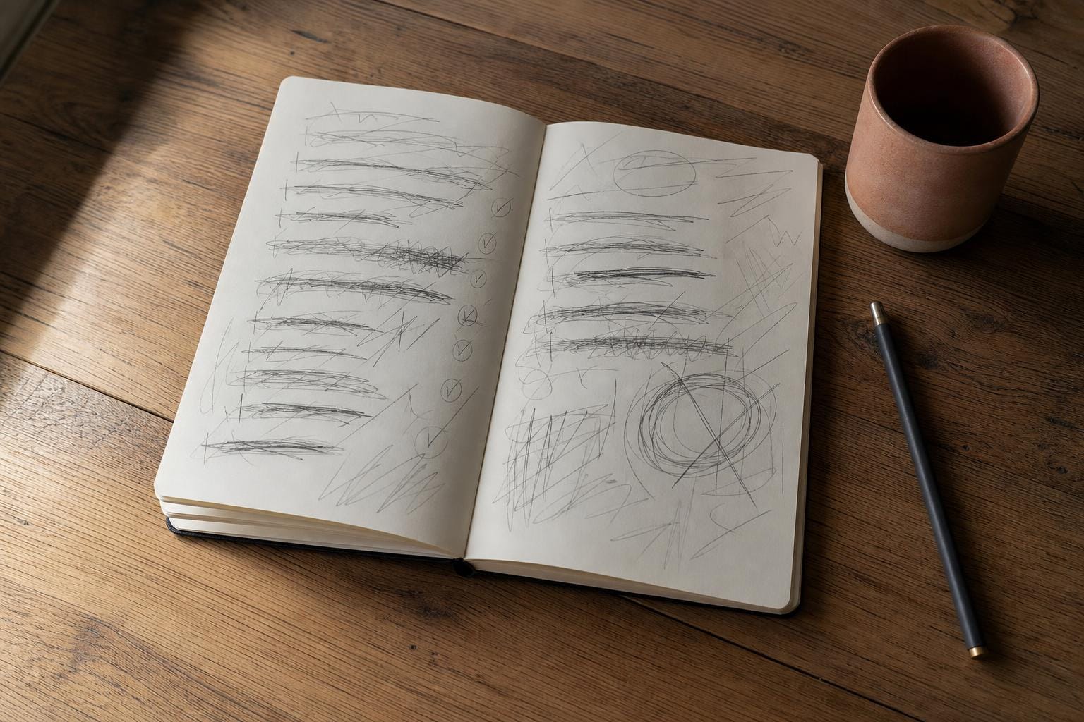 Lista de exigencias interiores sobre una mesa