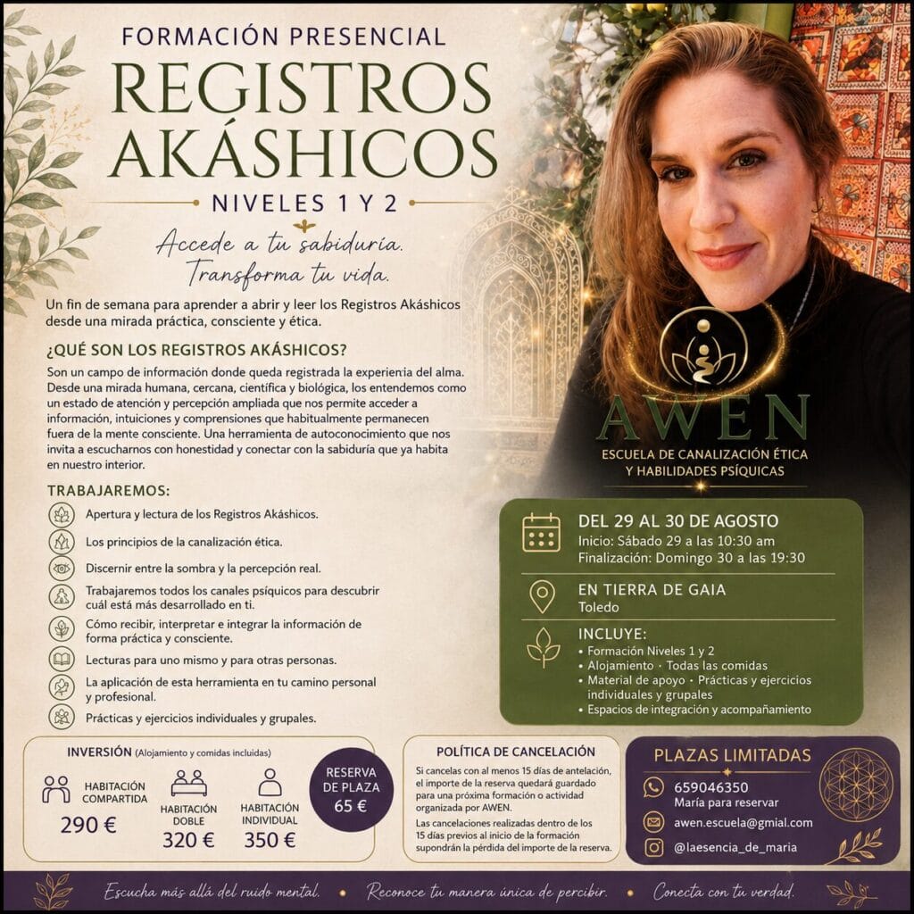 Cartel Formación presencial de Registros Akáshicos niveles 1 y 2
